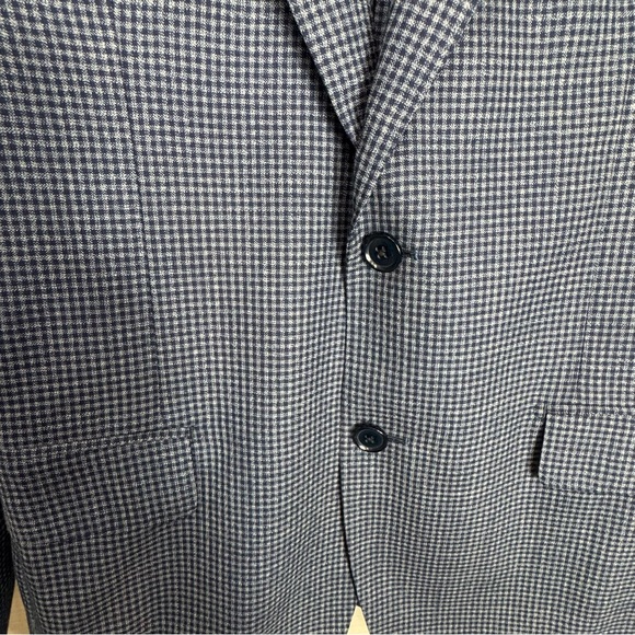 Gutteridge Italy Blue Plaid Blazer Wool Size 50 - Picture 5 of 10